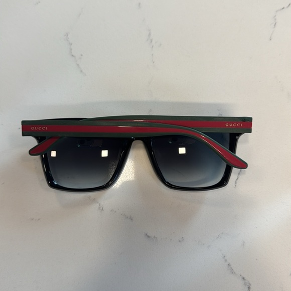 Gucci rectangle wayfarer sunglasses red green stripe GG 3535/s - Picture 5 of 9